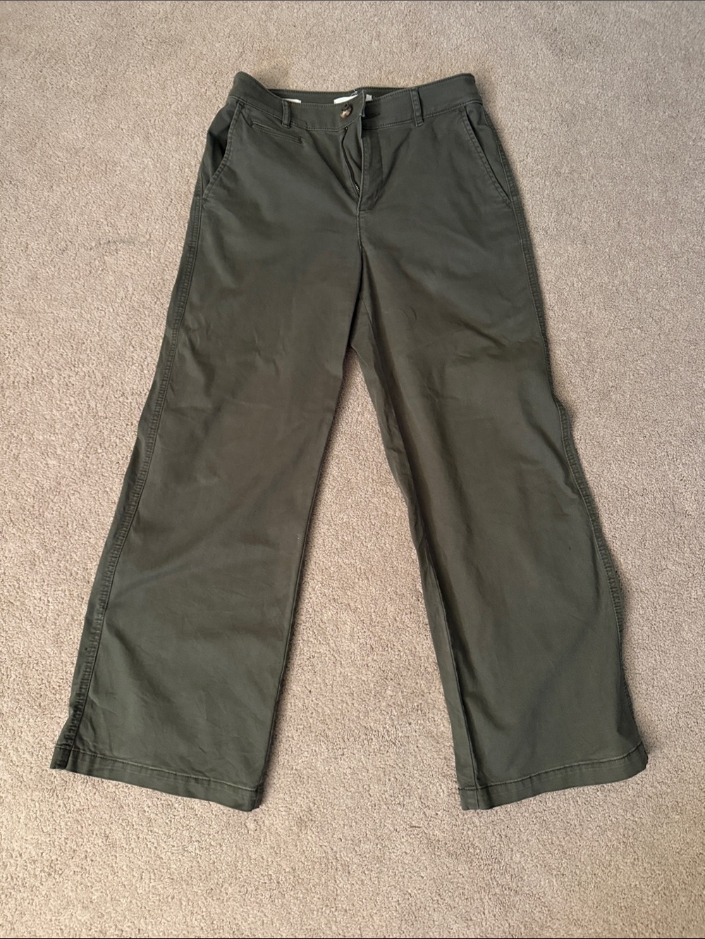 LOFT Monroe Wide Leg Pants - Olive Green
